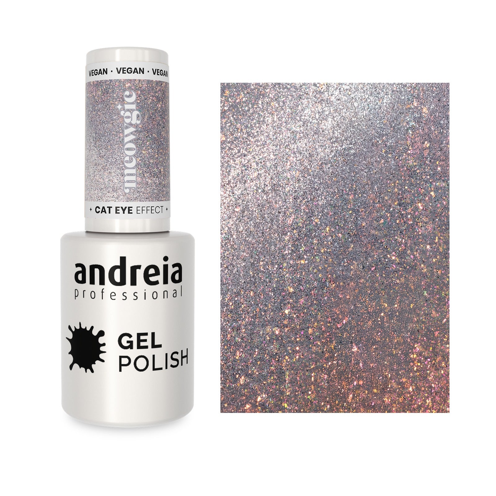 Andreia Cat Eye Effect MC1 Prateado com Brilhos Rosa