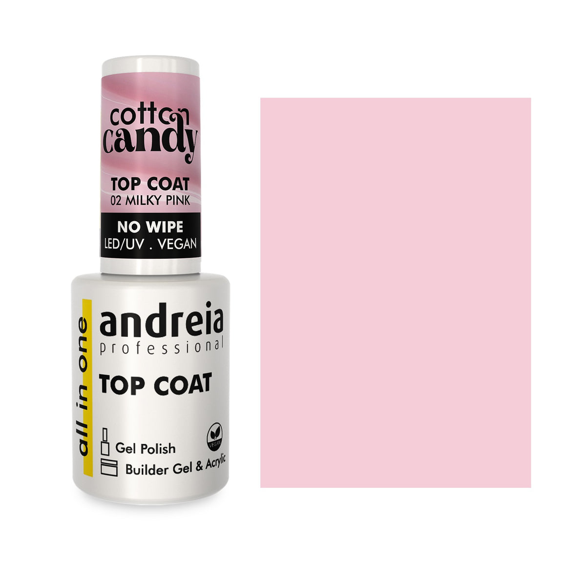 Andreia Cotton Candy Top Coat Leitoso 10,5ml 02 Milky Pink