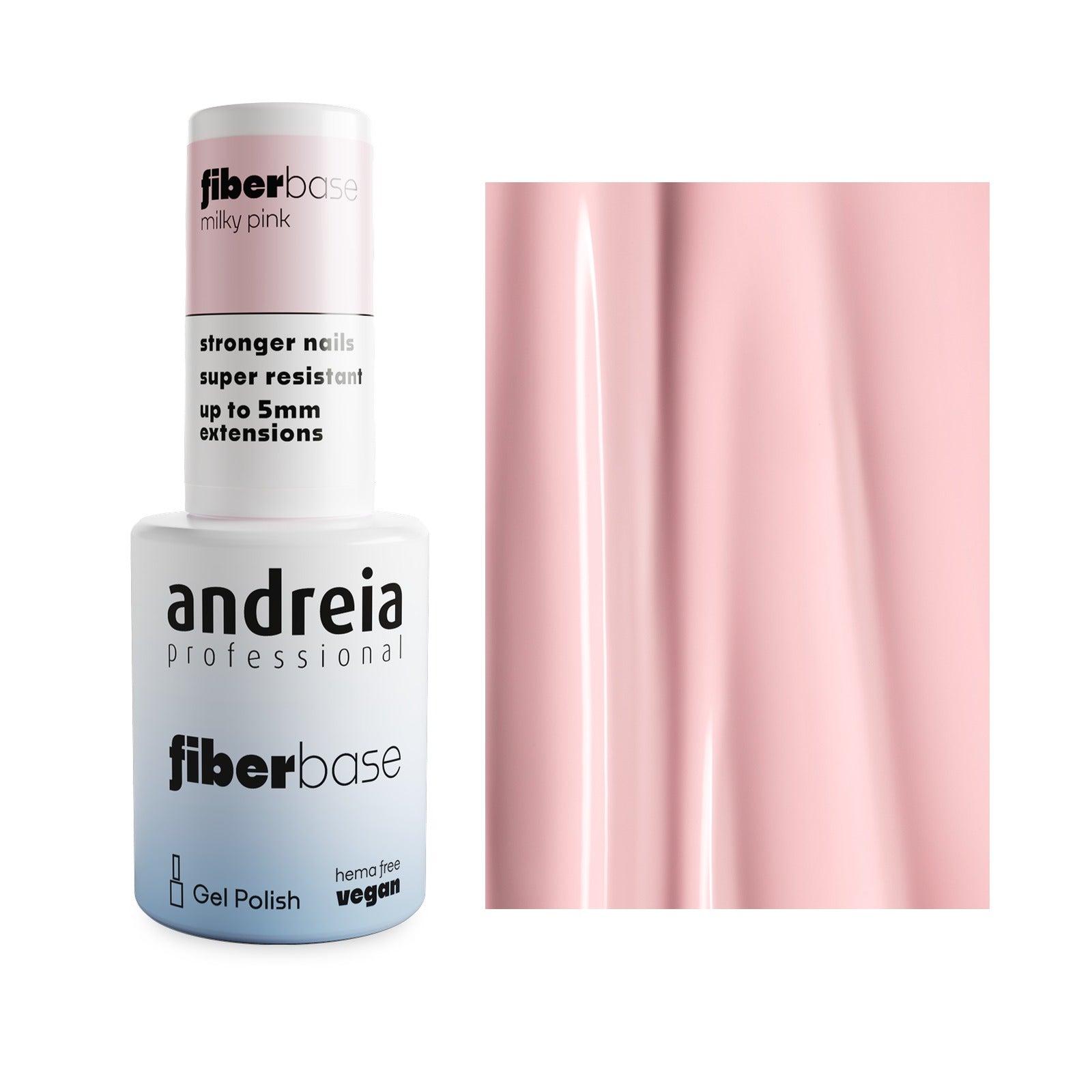 Andreia Fiber Base Base de Verniz Gel com Fibras 10,5ml 04 Milky Pink