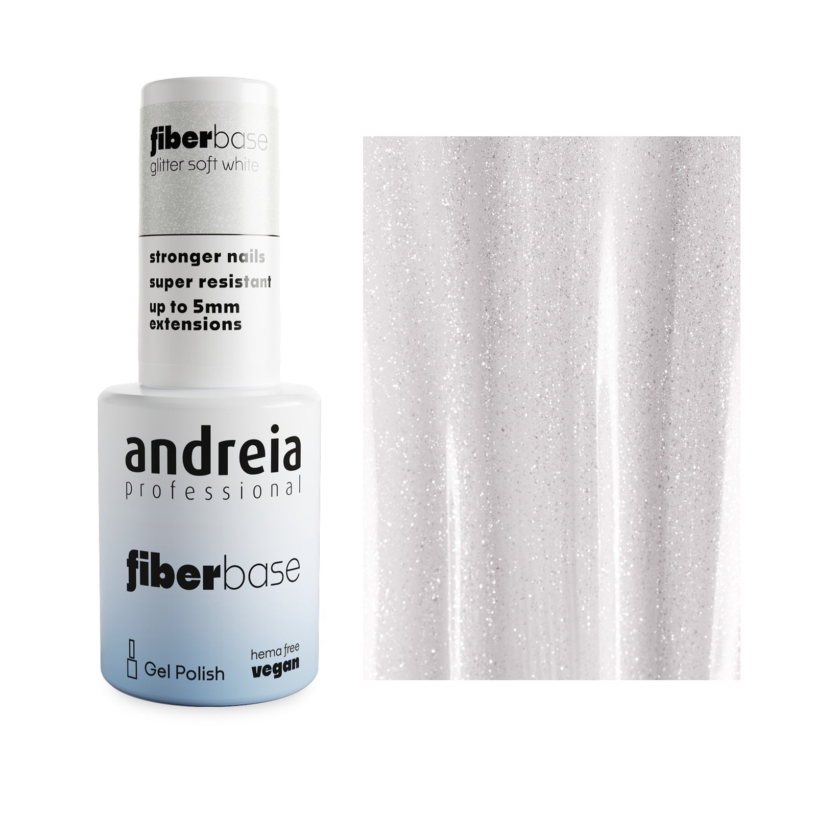 Andreia Fiber Base Base de Verniz Gel com Fibras 10,5ml 06 Glitter Soft White