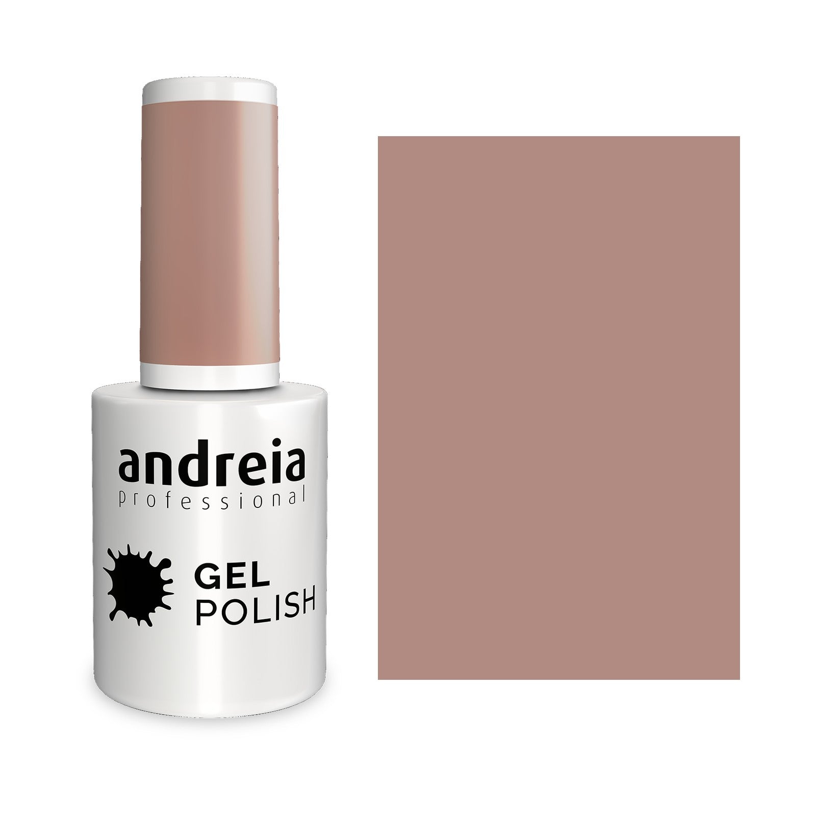 Andreia Gel Polish 221 Nude Acinzentado — frasco e cor