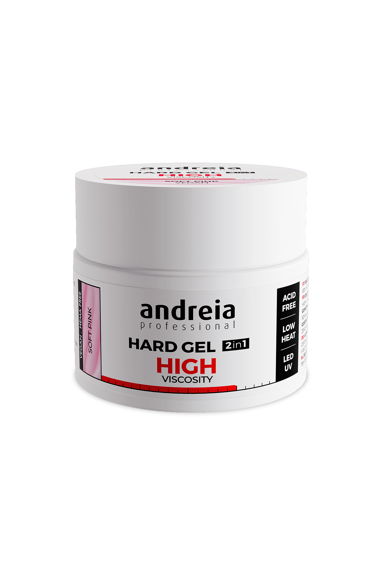 Andreia Hard Gel 2 em 1 Soft Pink 44 g
