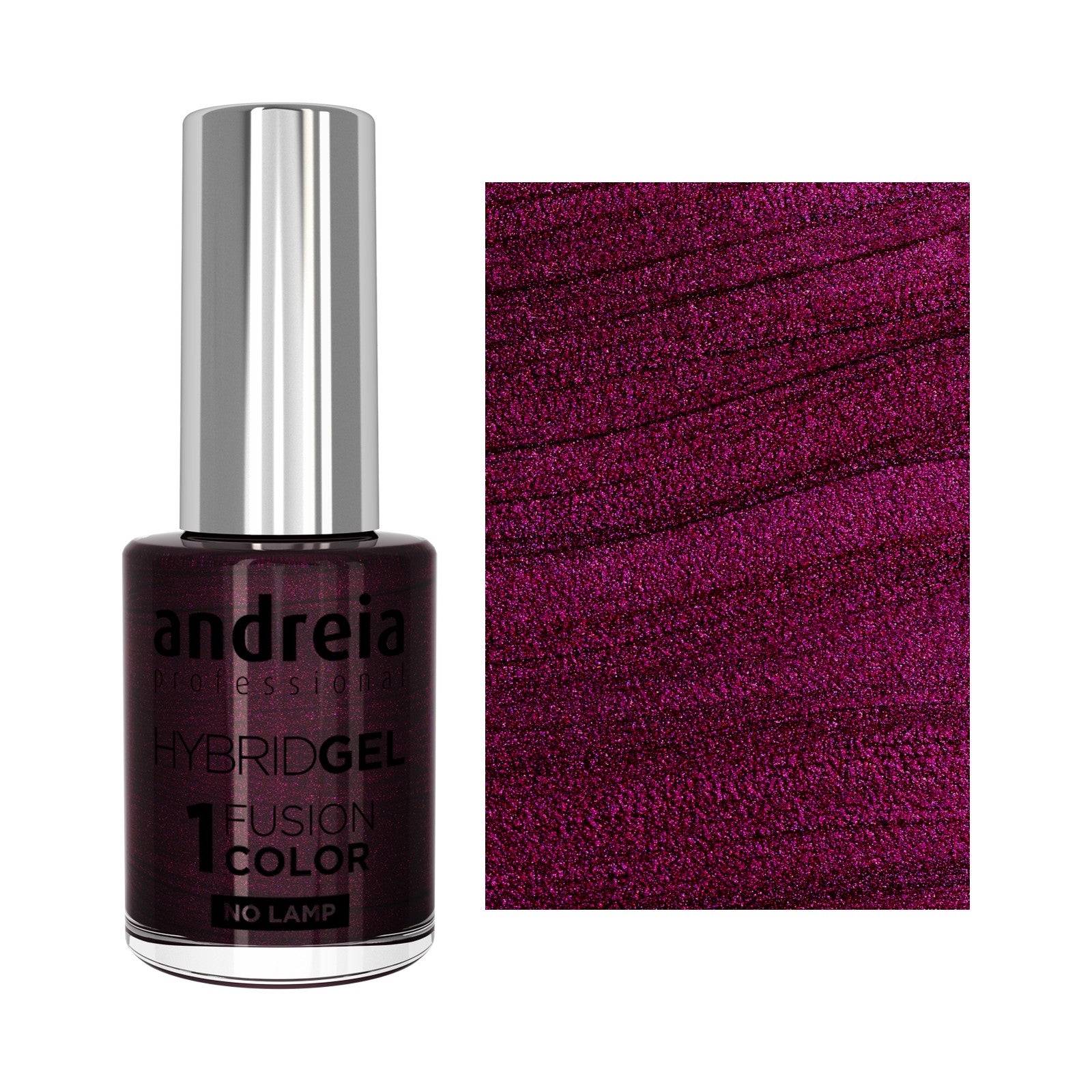 Andreia Hybrid Gel Fusion Color H87 Beringela com Ligeiros Brilhos — frasco e cor