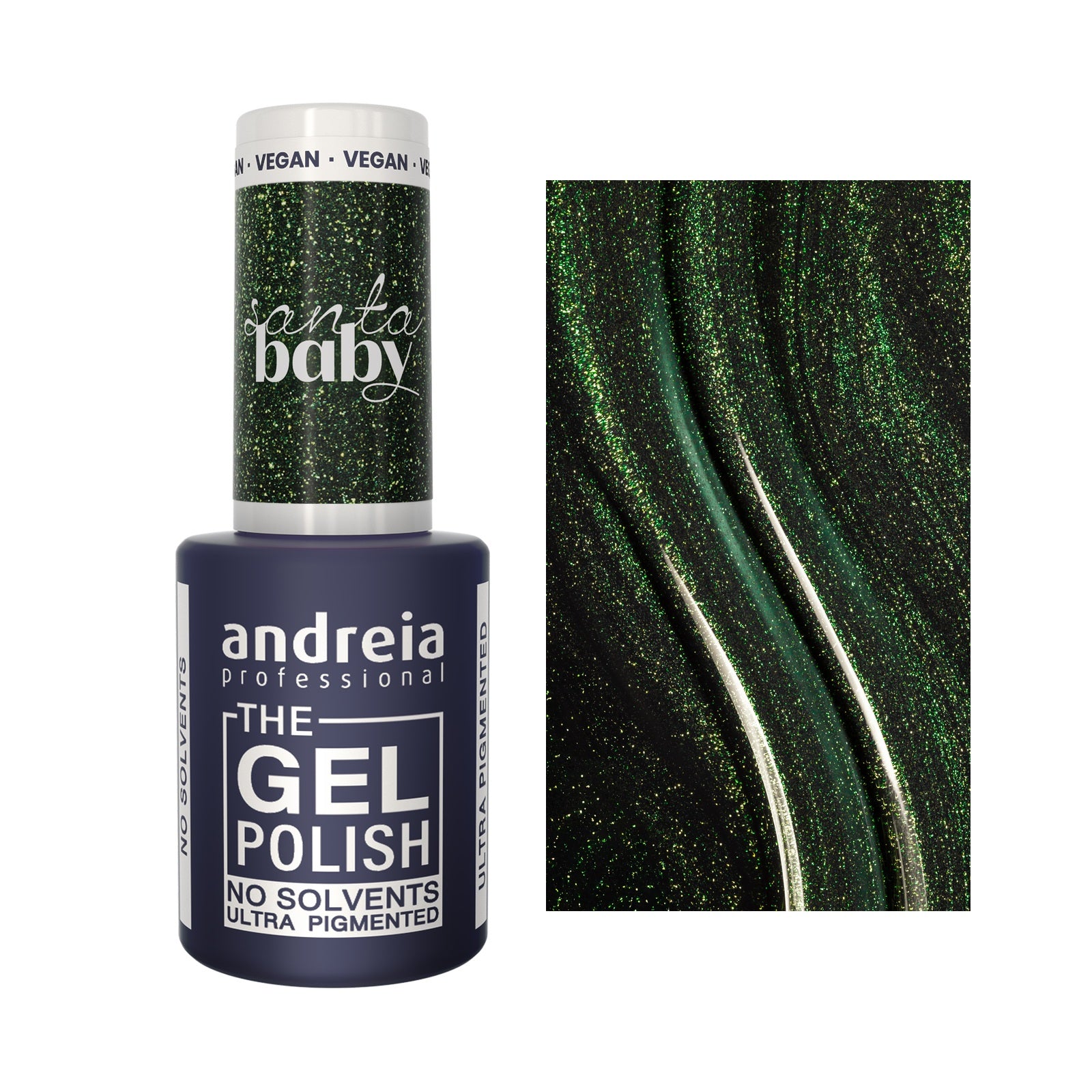 Andreia The Gel Polish SB3 Verde Escuro Cintilante — frasco e cor