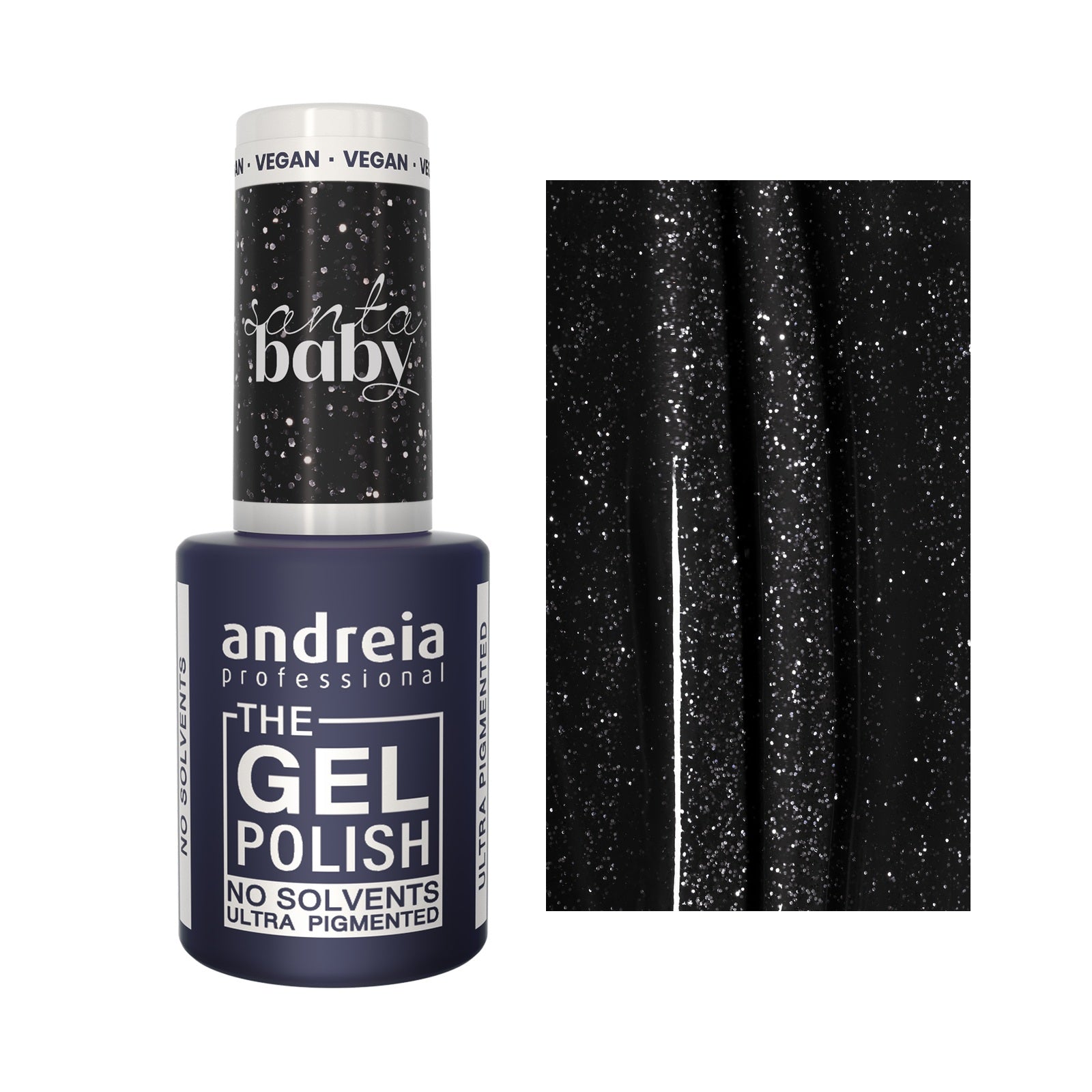 Andreia The Gel Polish SB6 Preto Cintilante — frasco e cor