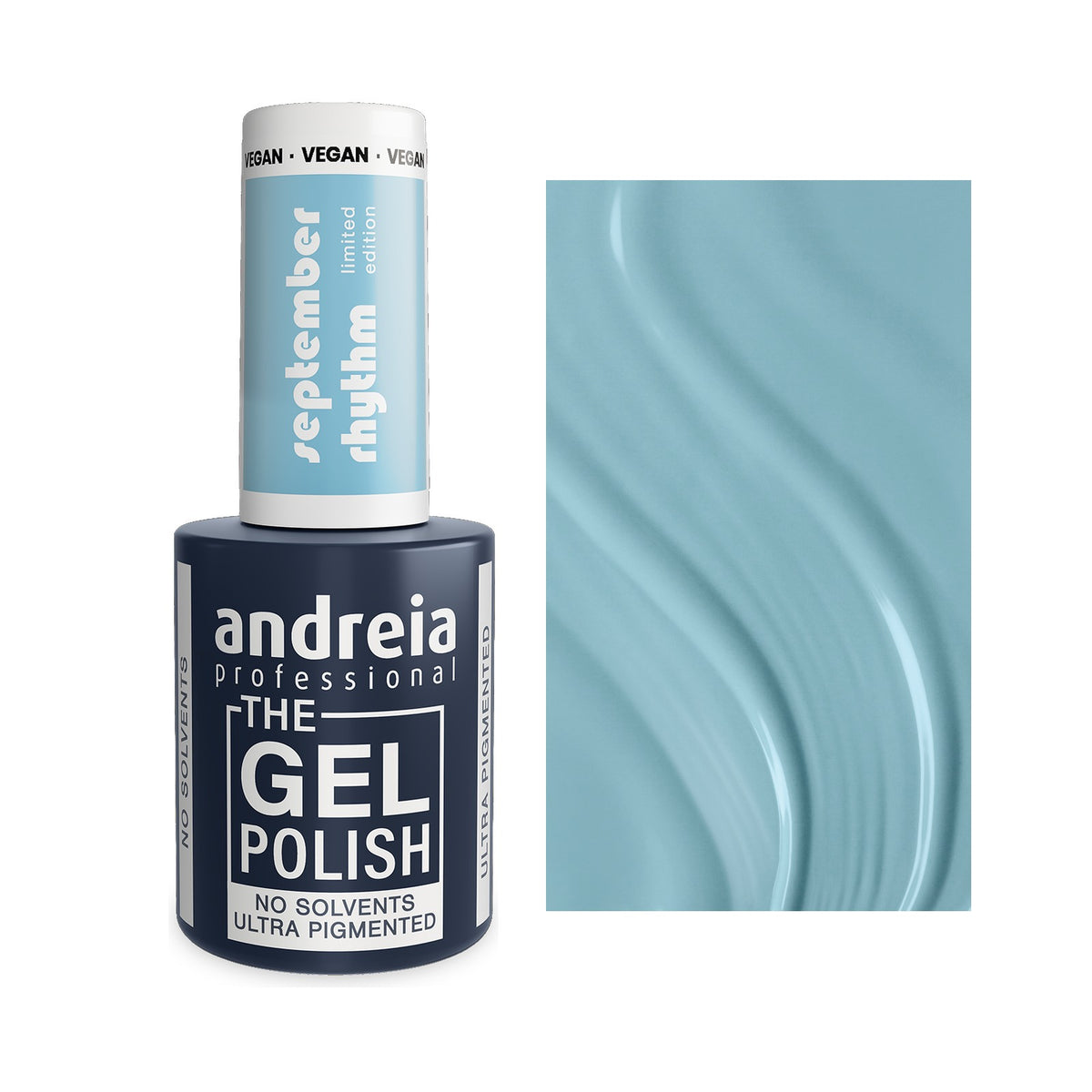 Andreia The Gel Polish SR5 Azul Céu, frasco e cor