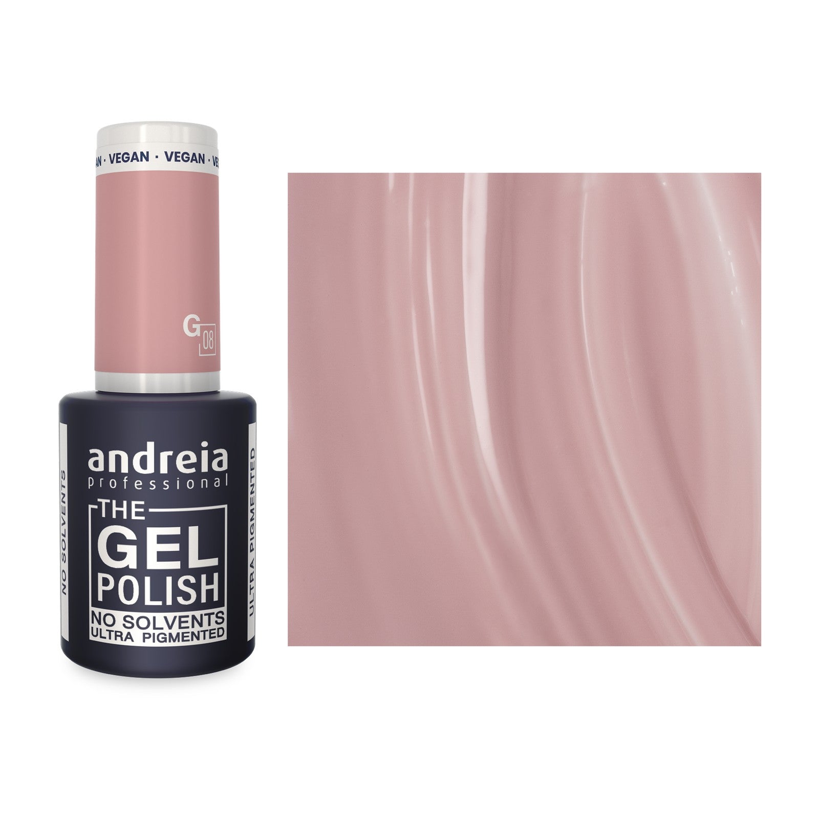 Andreia The Gel Polish G08 Nude Rosa Claro — frasco e cor