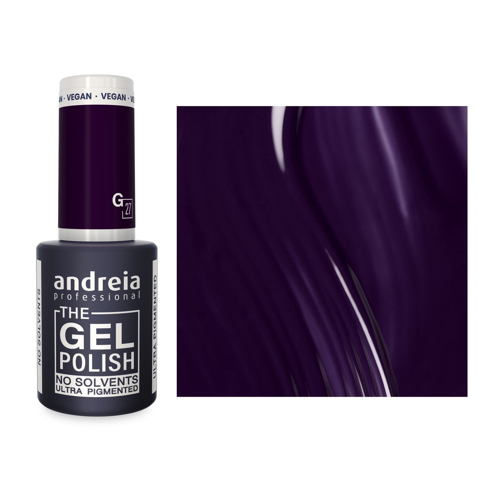 Andreia The Gel Polish G27 Roxo Escuro — frasco e cor