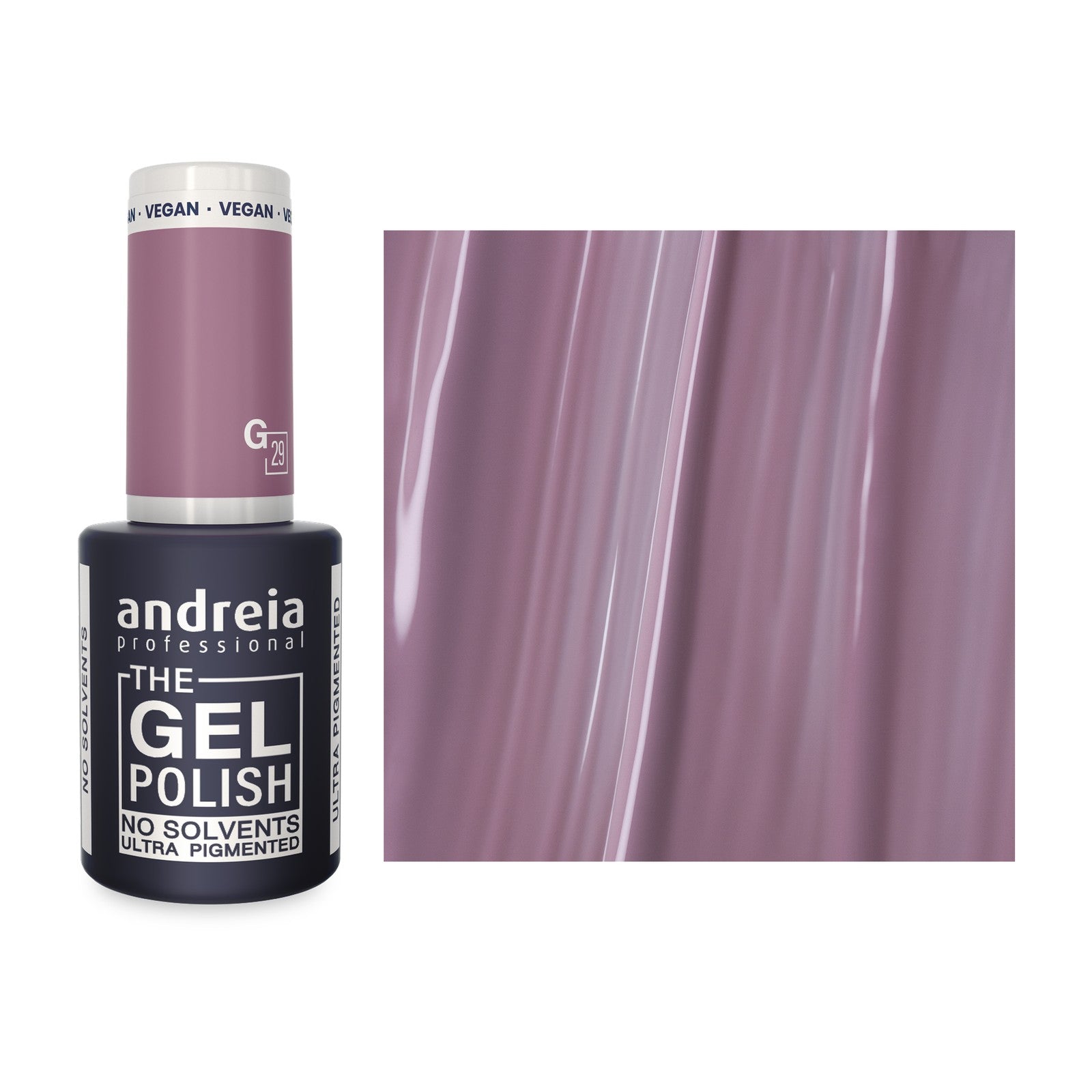 Andreia The Gel Polish G29 Lilás Pastel — frasco e cor