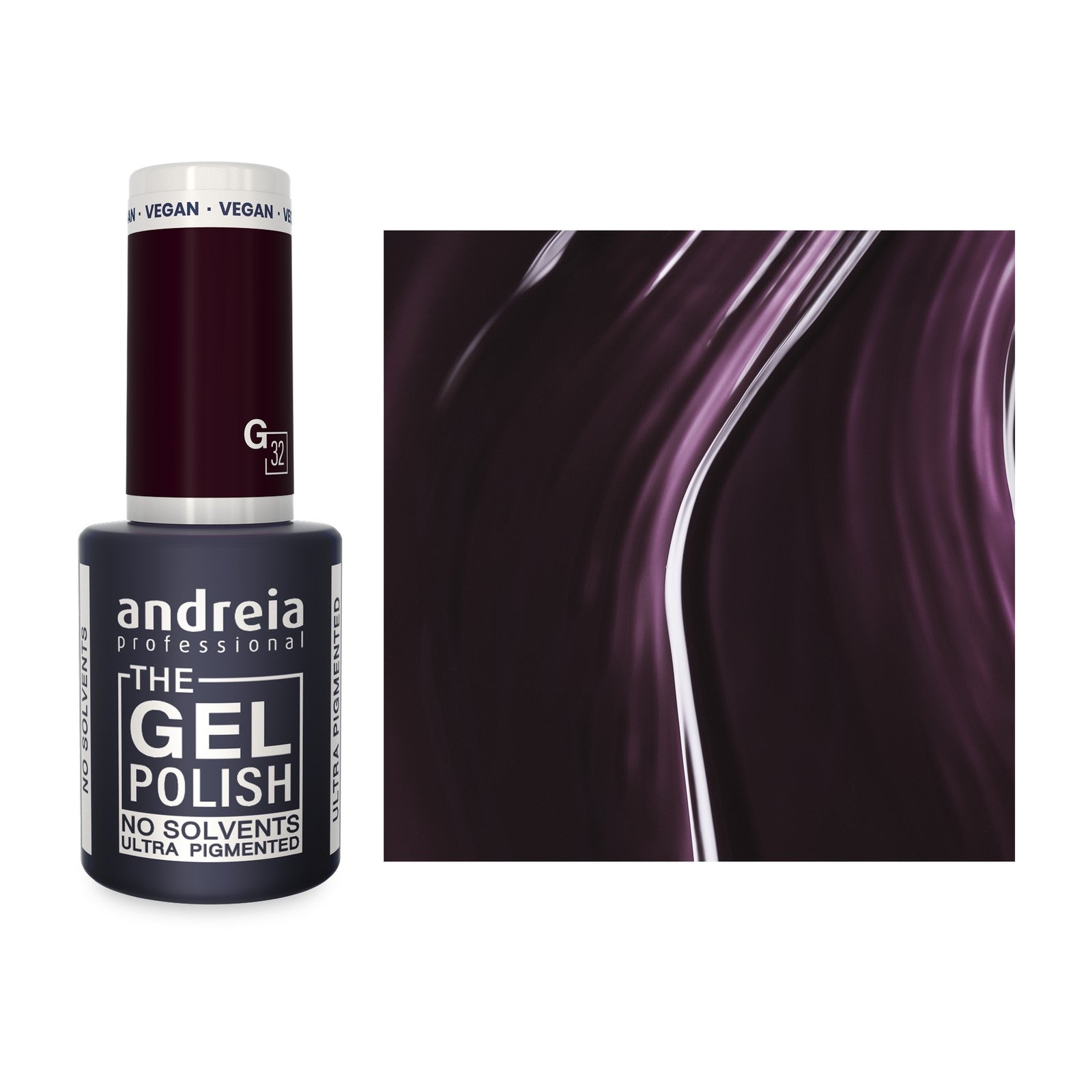 Andreia The Gel Polish G32 Roxo Escuro — frasco e cor