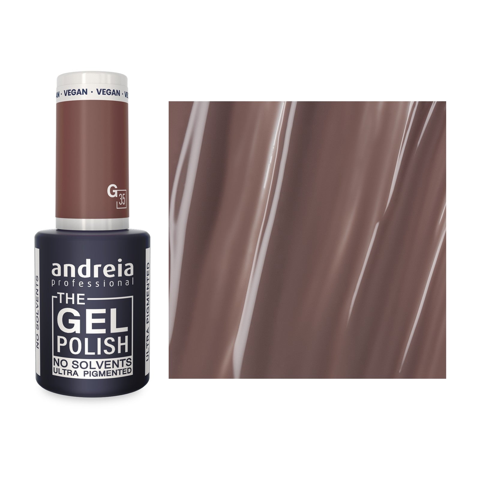 Andreia The Gel Polish G35 Castanho Claro — frasco e cor