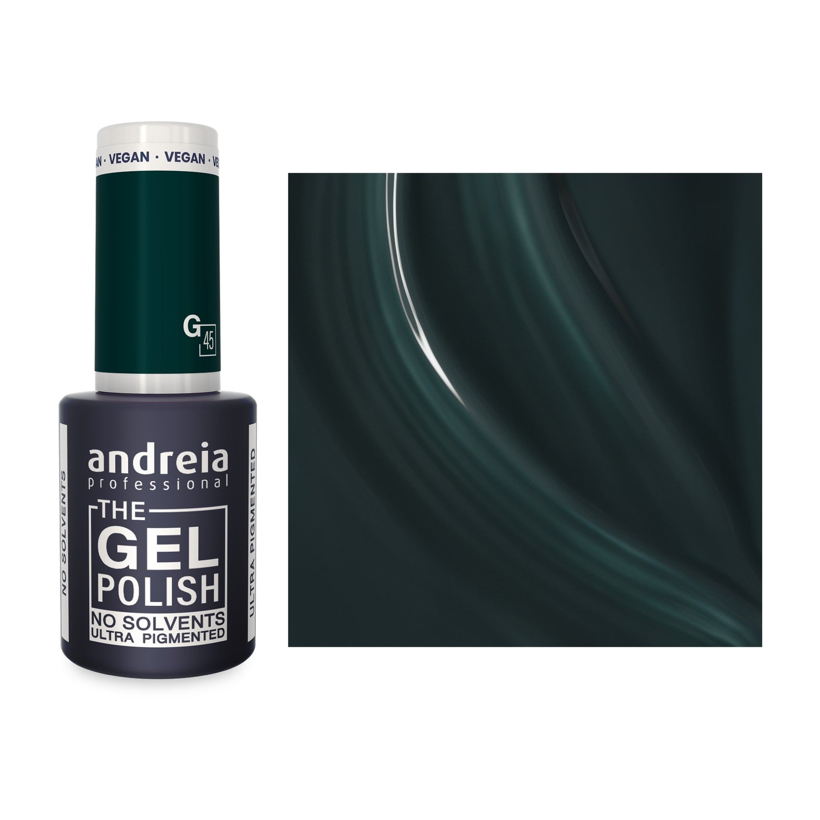 Andreia The Gel Polish G45 Verde floresta — frasco e cor