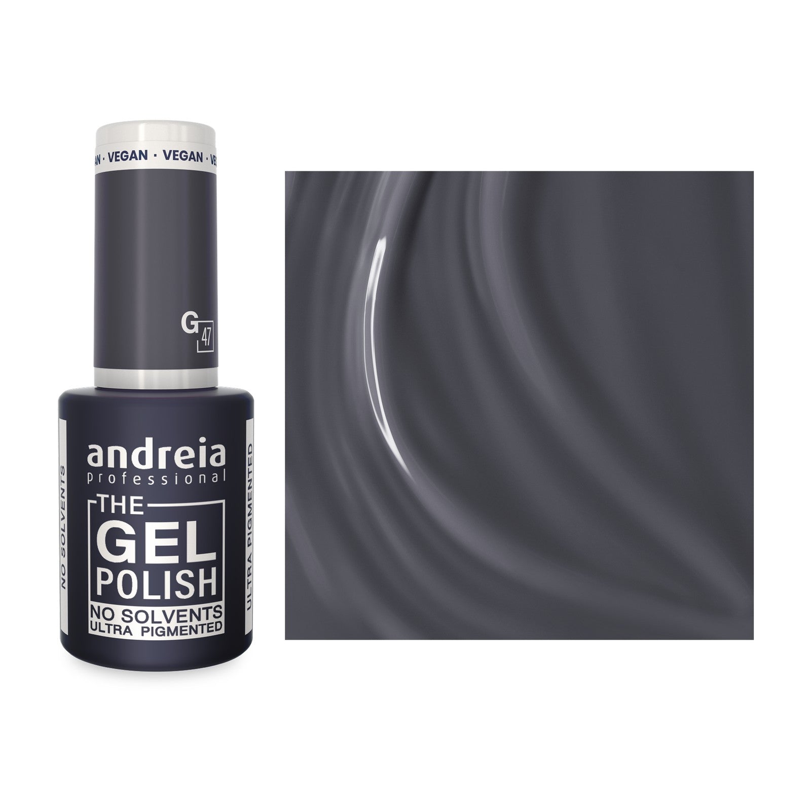 Andreia The Gel Polish G47 Cinza rato — frasco e cor