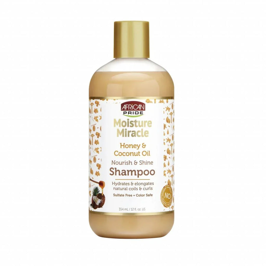 African Pride Moist Miracle Honey & Coconut Shampoo 354ml - Ilha dos cosméticos