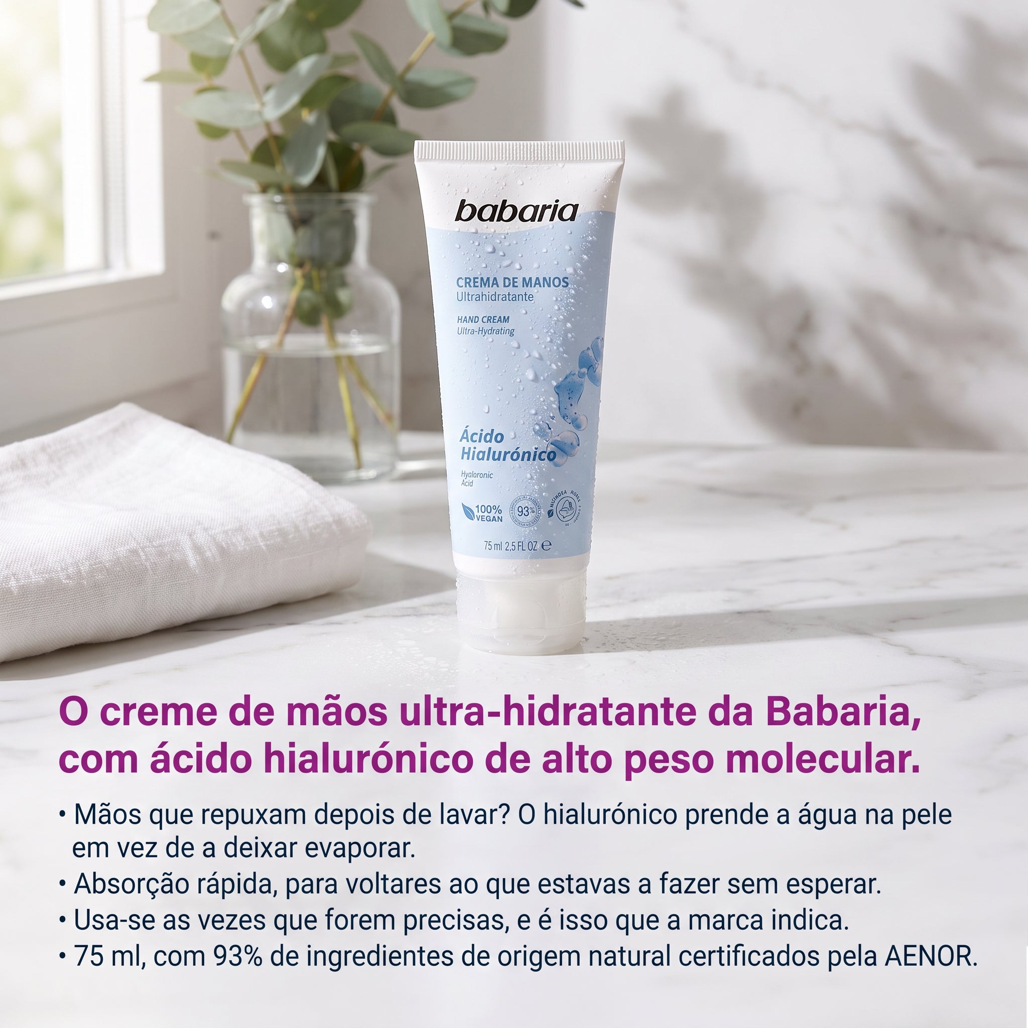 Babaria Creme de Mãos Ácido Hialurónico 75ml — foto 2