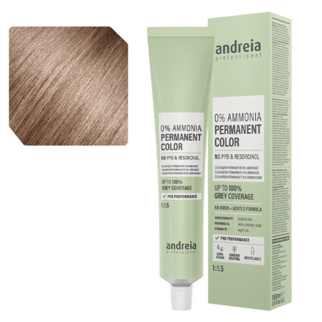 Andreia Coloração Permanente 0% Amoníaco 8.32 Louro Iridescente Dourado - Ilha dos cosméticos