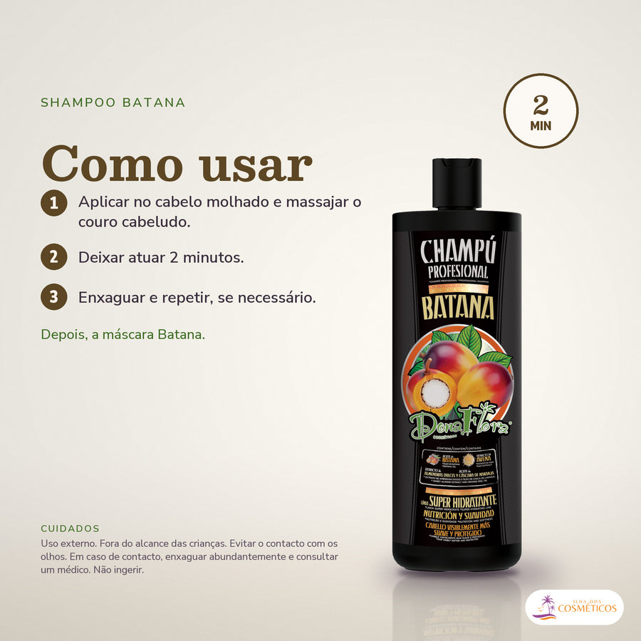 Shampoo Batana Dona Flora Nutrição e Suavidade: passos numerados de como usar e os cuidados no fundo