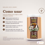 Máscara Coco e Argão Dona Flora Nutritiva: passos numerados de como usar e os cuidados no fundo