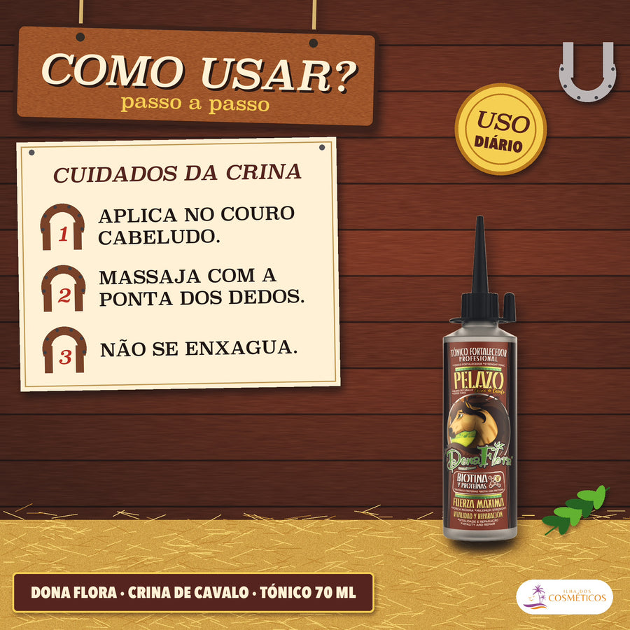 Tónico Crina de Cavalo Dona Flora Fortalecedor: passo a passo da massagem com a ponta dos dedos, para fazer todos os dias