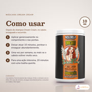 Máscara Dream Cream Dona Flora Hidratante com Karité: passos numerados de como usar e os cuidados no fundo
