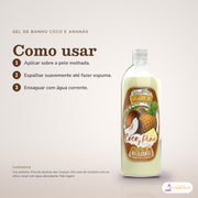Gel de Banho Coco e Ananás Dona Flora: passos numerados de como usar e os cuidados no fundo
