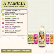 Dona Flora Gel de Banho Coco e Ananás: a linha de seis aromas, cada aroma com o seu efeito