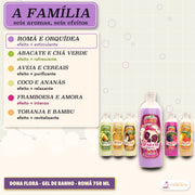 Dona Flora Gel de Banho Romã e Orquídea: a linha de seis aromas, em fila