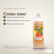 Gel de Banho Toranja e Bambu Dona Flora: passos numerados de como usar e os cuidados no fundo
