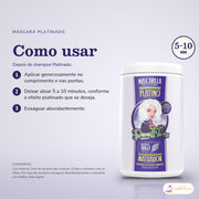 Máscara Matizadora Platinado Dona Flora Cabelo Loiro: passos numerados de como usar e os cuidados no fundo