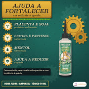 Tónico Rapunzel Dona Flora Ajuda na Prevenção da Queda: apresentação, para o cabelo enfraquecido e com tendência à queda