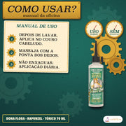 Tónico Rapunzel Dona Flora Ajuda na Prevenção da Queda: como usar, no couro cabeludo depois de lavar, todos os dias