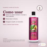 Shampoo Super Nutrição Dona Flora: passos numerados de como usar e os cuidados no fundo