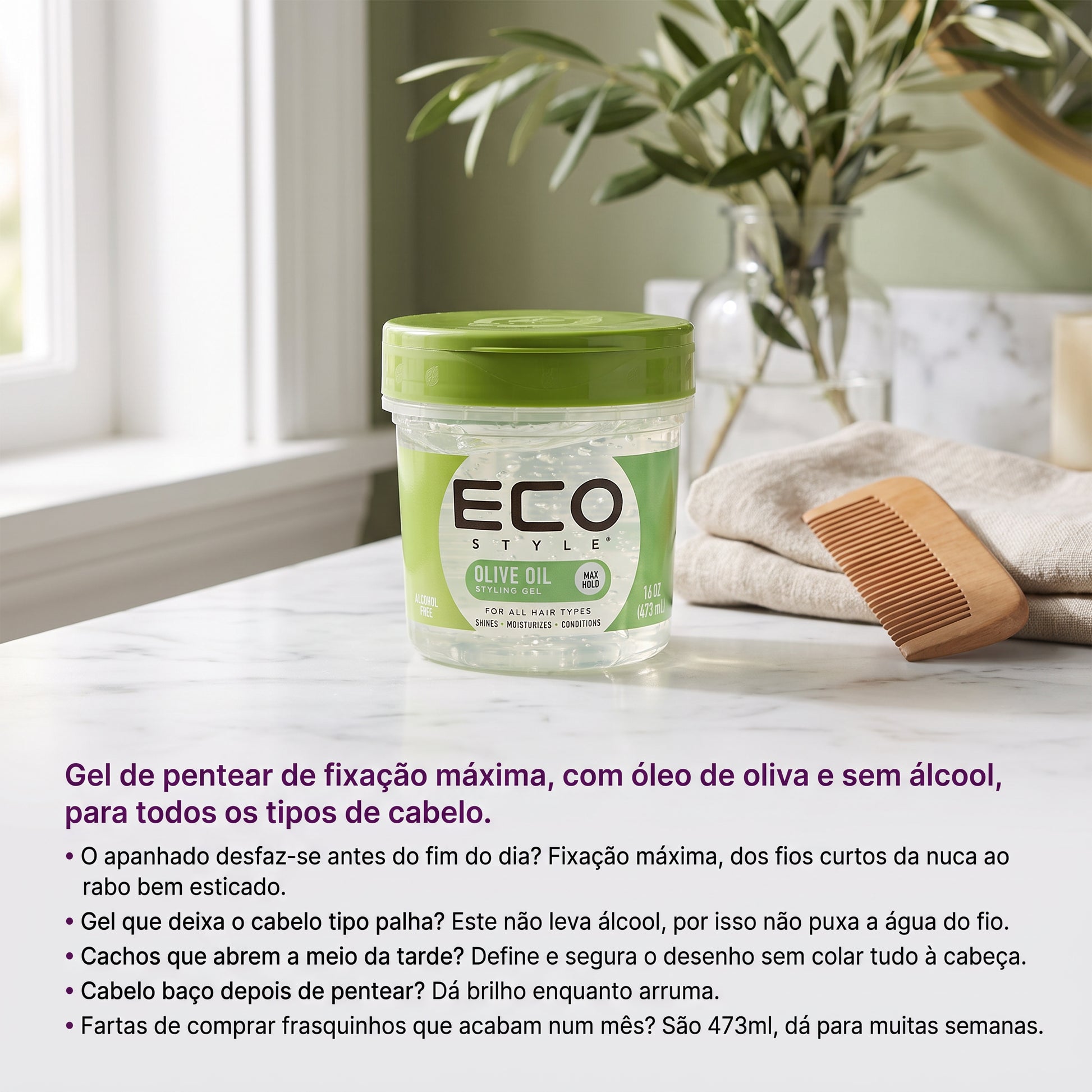 Eco Style Olive Oil Gel Capilar Fixação Máxima 473ml — foto 2
