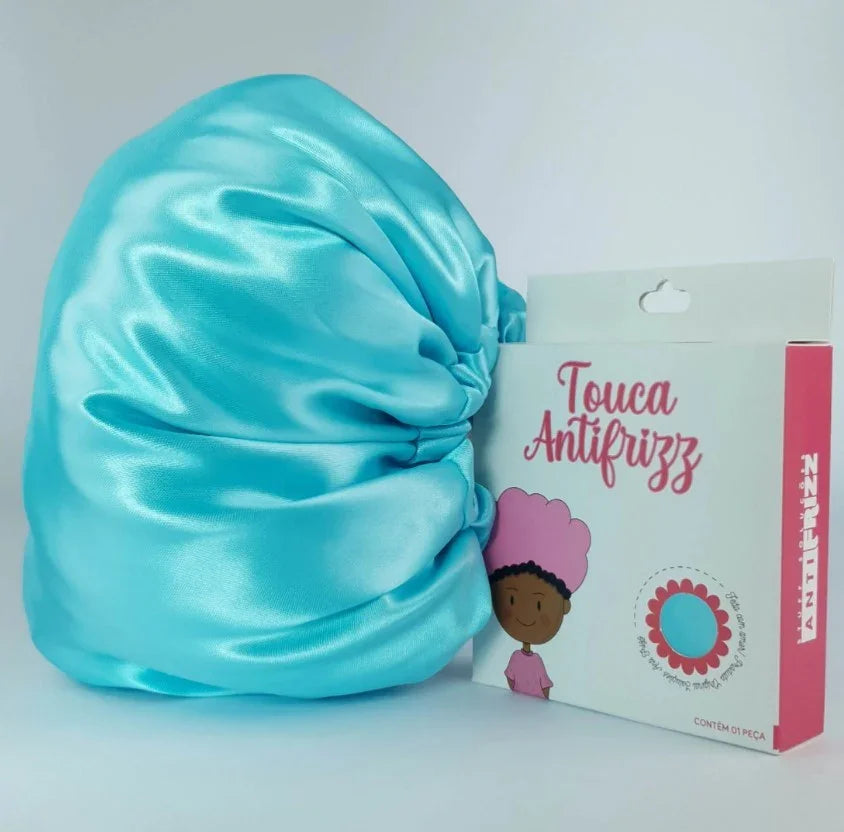 Soulta Touca Cetim Anti Frizz com Elástico Ajustável Verde Água Camada Dupla