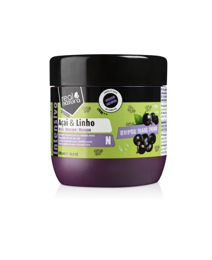Real Natura Super Hair Food Açaí E Linho Máscara (Liberado) 500ml - Ilha dos cosméticos