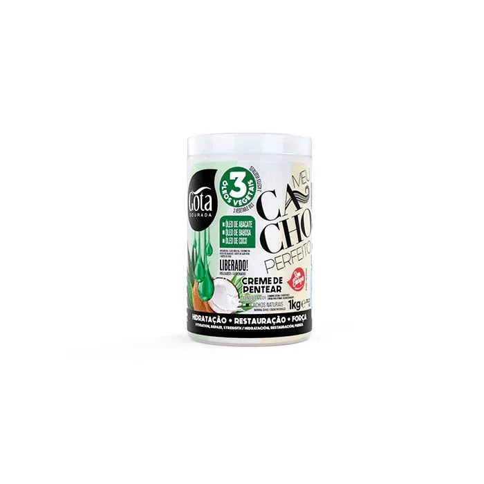 Gota Dourada Meu Cacho Perfeito Creme de Pentear 3 Óleos Vegetais 1kg - Ilha dos cosméticos