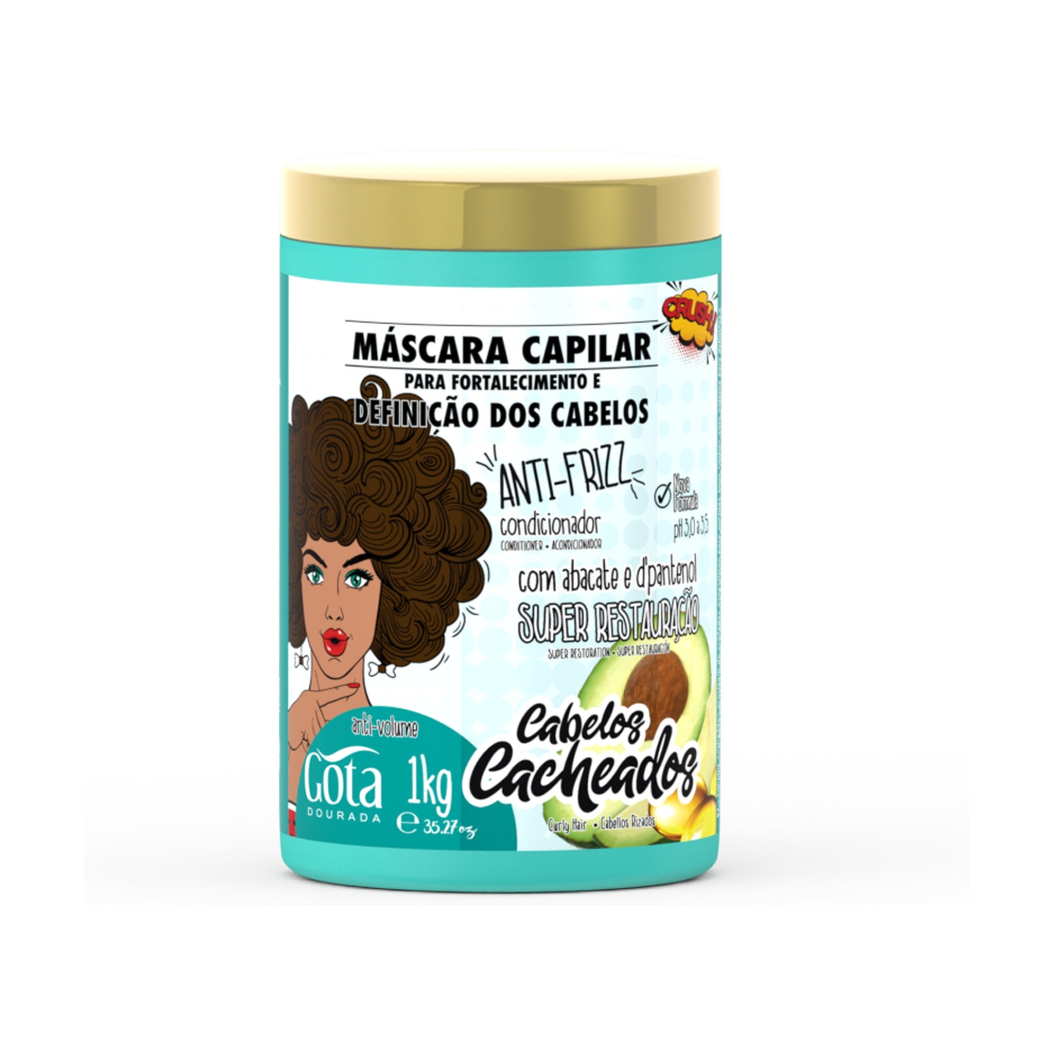Gota Dourada Cabelos Cacheados Máscara 1kg