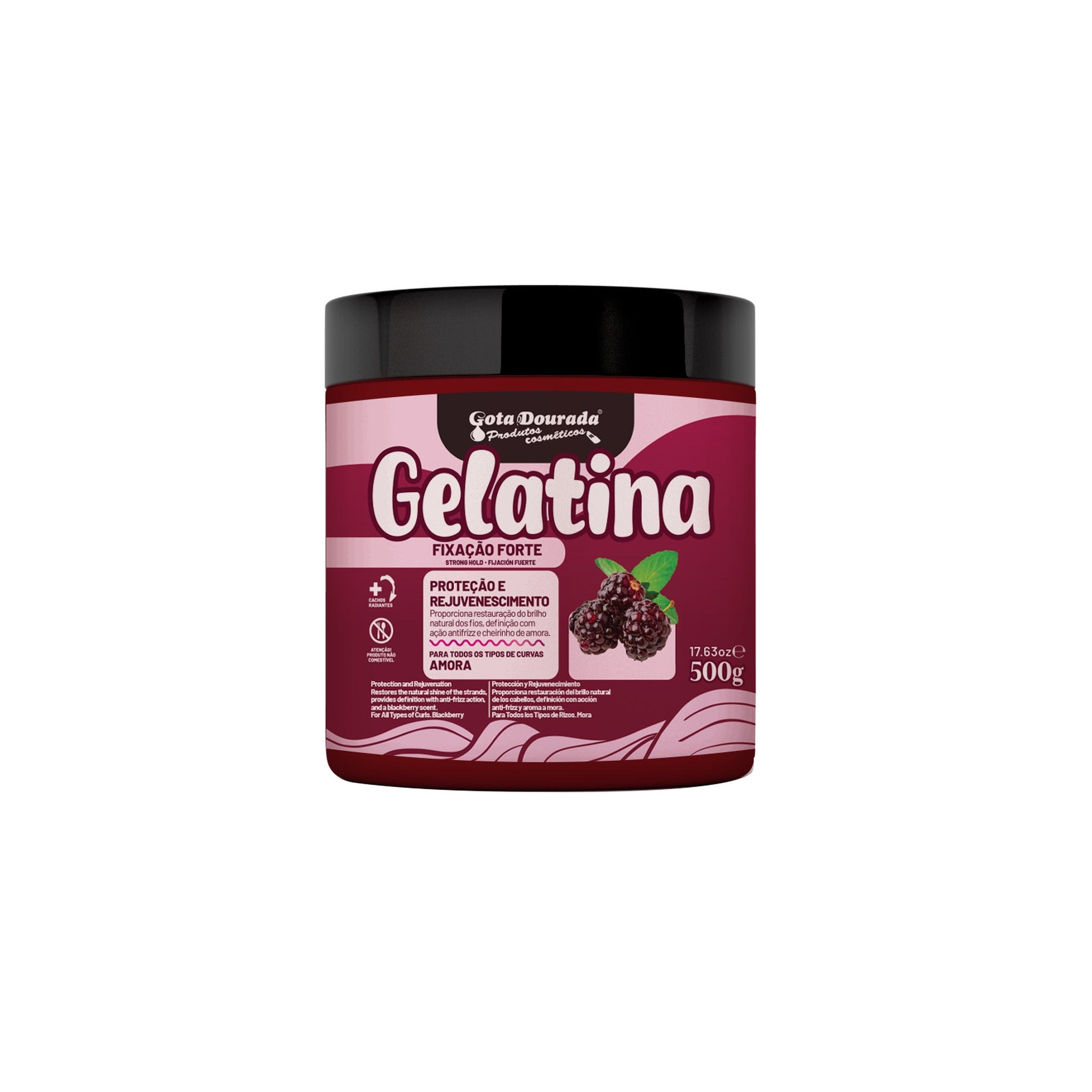 Gota Dourada Gelatina Capilar Amora Fixação Forte 500g