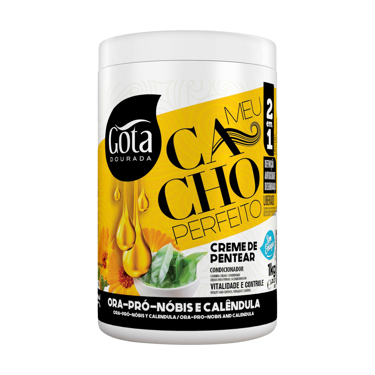 Gota Dourada Meu Cacho Perfeito Ora-pró-nóbis e Calêndula Creme de Pentear 1kg
