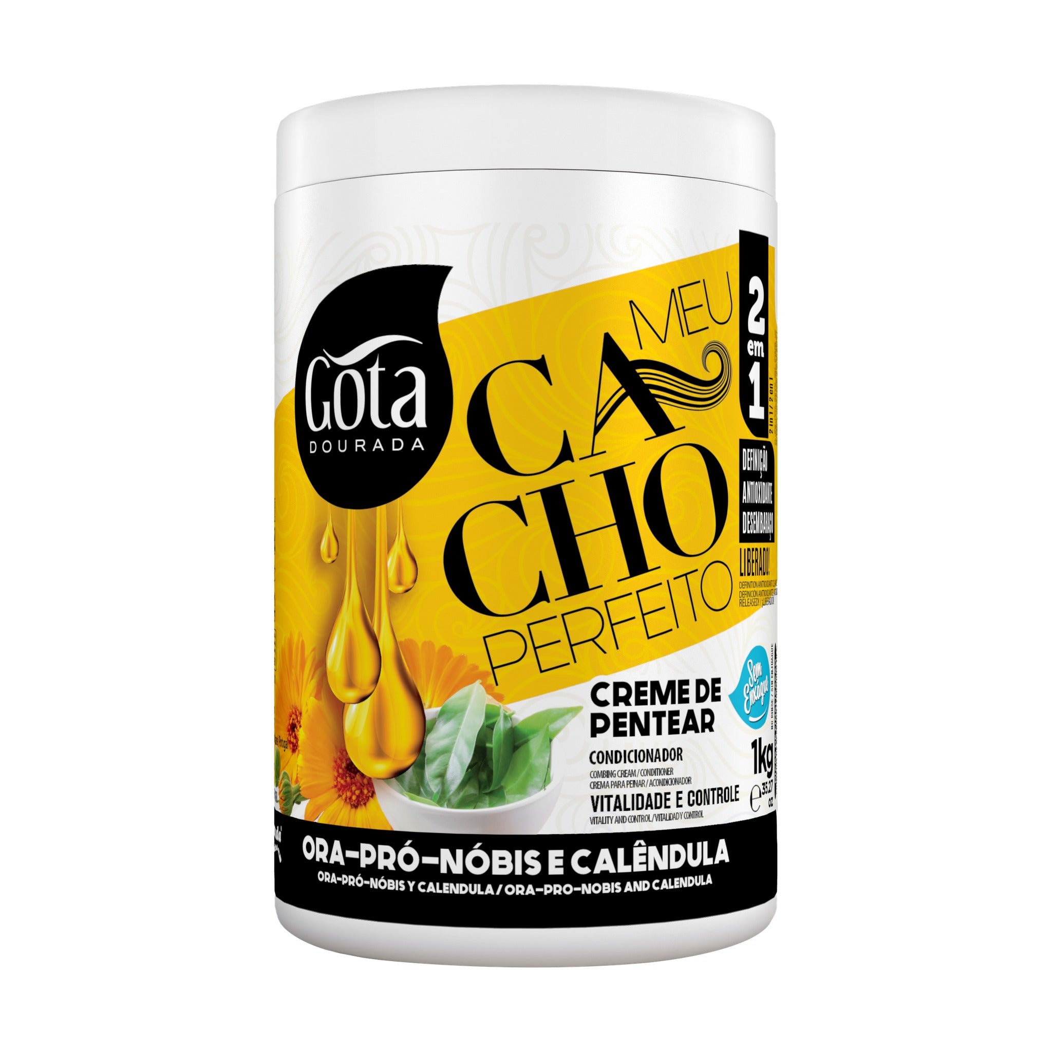 Gota Dourada Meu Cacho Perfeito Ora-pró-nóbis e Calêndula Creme de Pentear 1kg