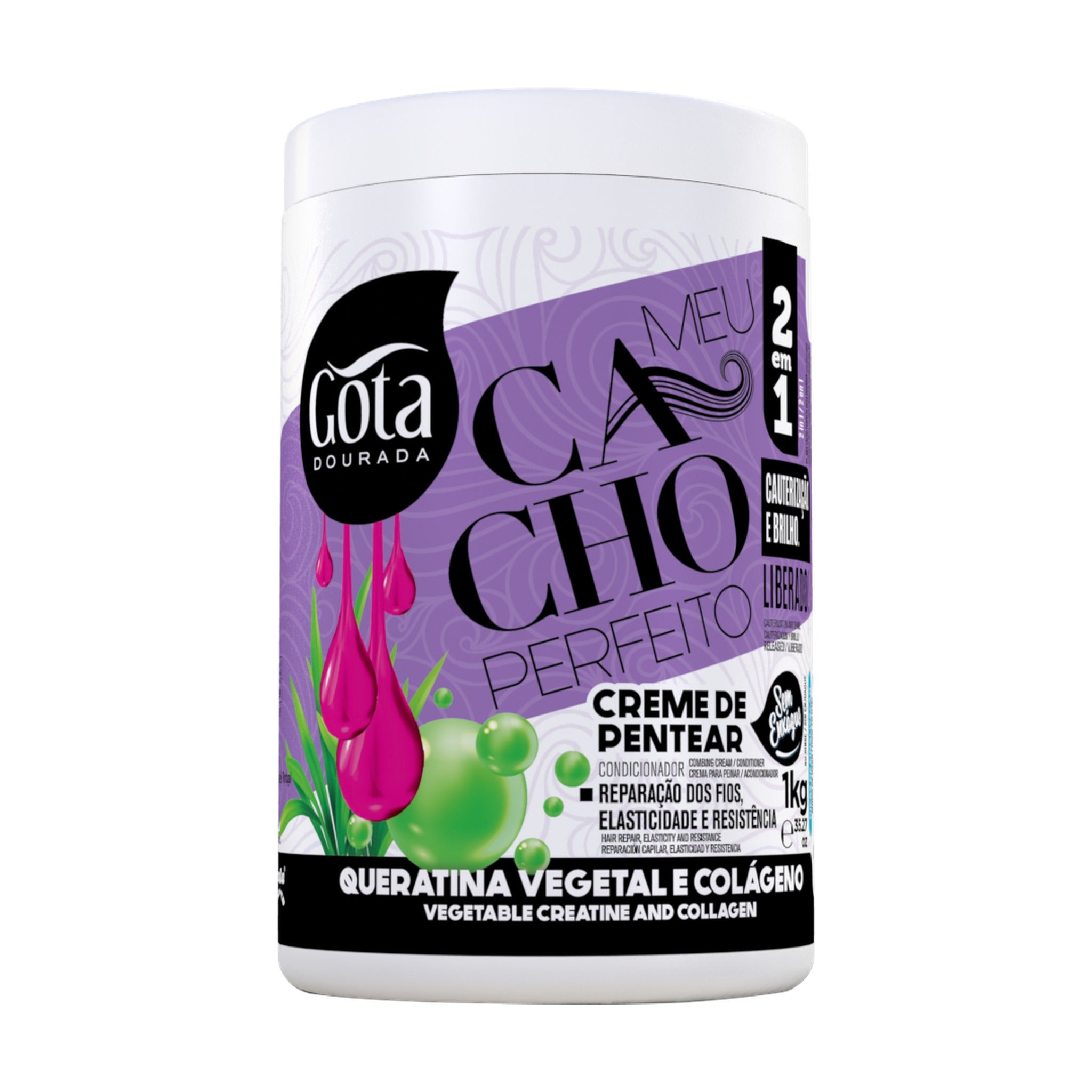 Gota Dourada Meu Cacho Perfeito Queratina Vegetal Creme de Pentear  1kg
