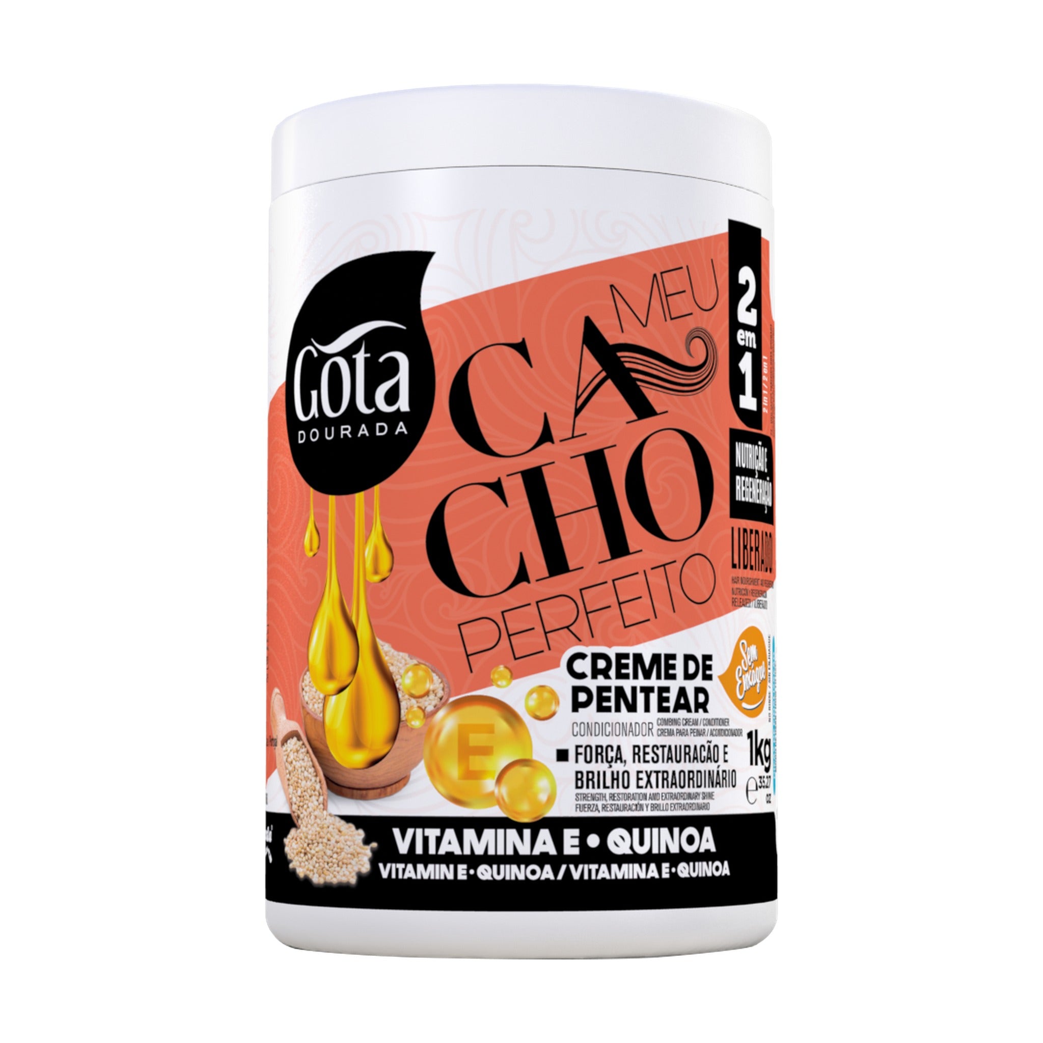 Gota Dourada Meu Cacho Perfeito Vitamina E Quinoa Creme de Pentear  1kg