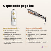 O que fazem a progressiva Keratreat Passo 2 1 L e a prancha de titânio MQ Pro480