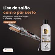 Pack de progressiva Haskell Keratreat 500 ml e prancha MQ Pro480, para uso profissional