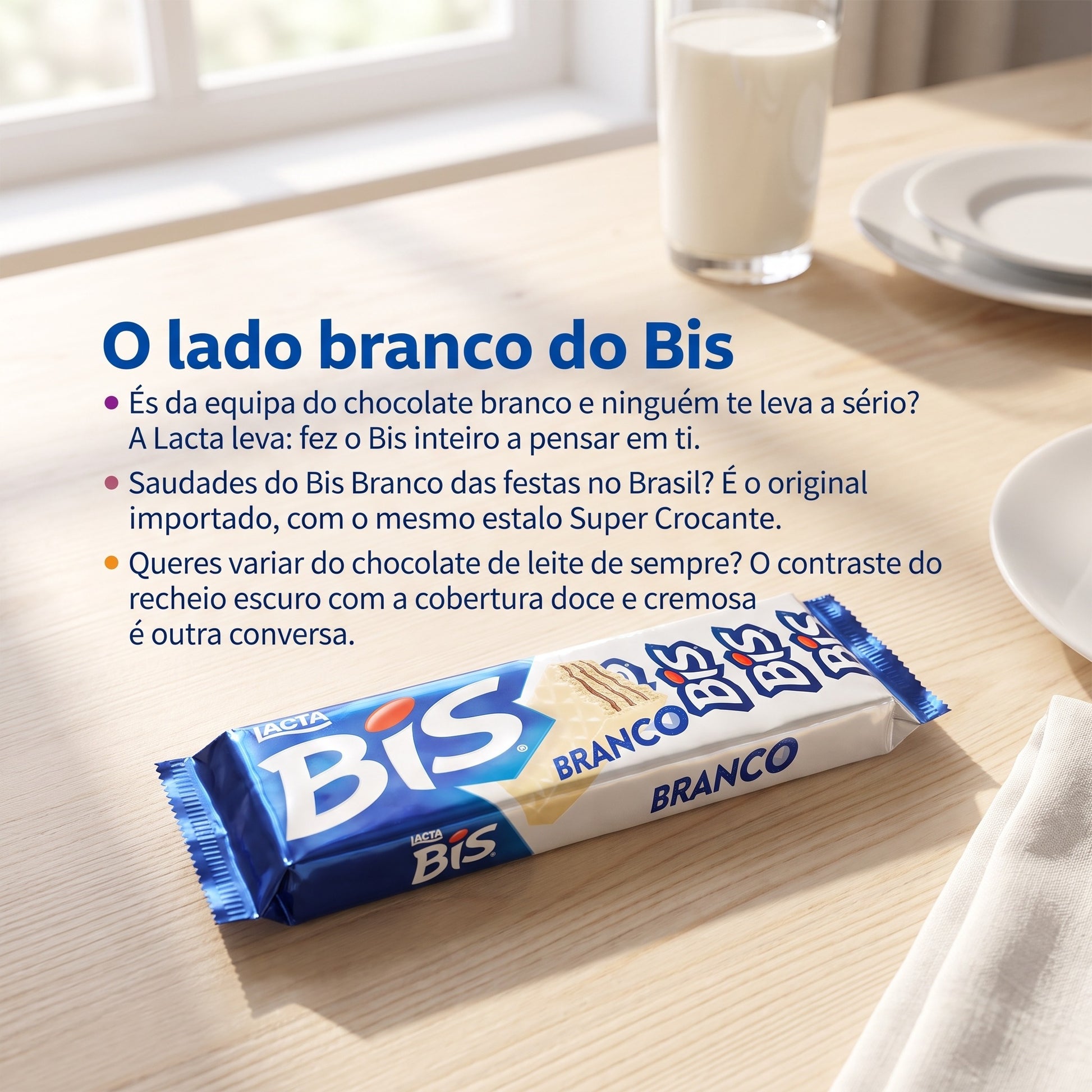 Lacta Bis Branco Wafer com Chocolate Branco 16 Unidades 100,8g — anúncio