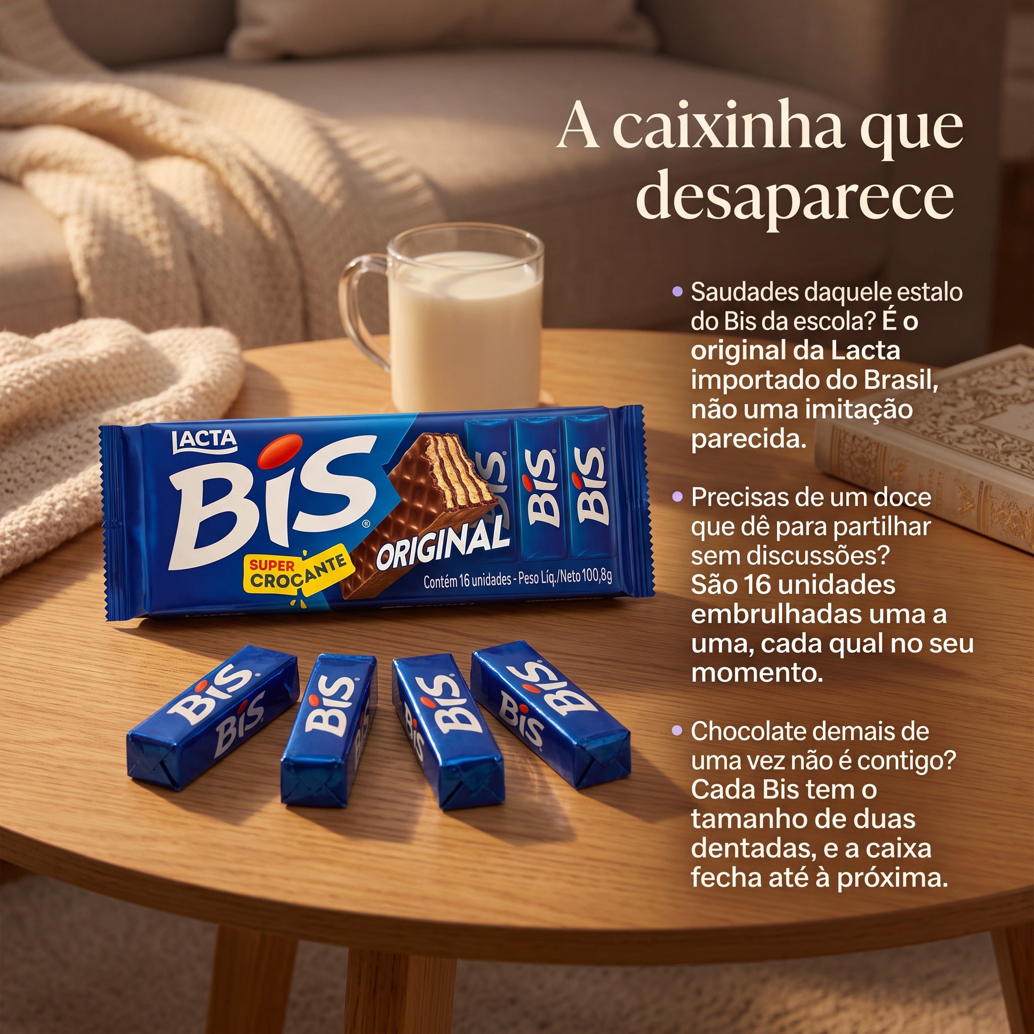 Lacta Bis Original Wafer com Chocolate 16 Unidades 100,8g — anúncio