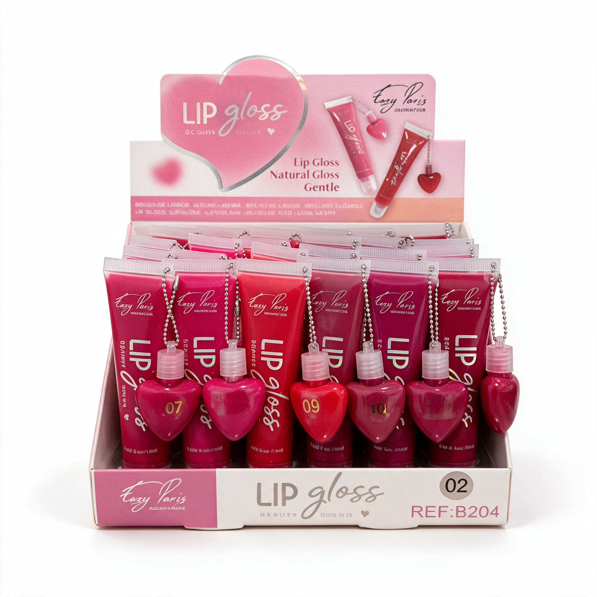 Easy Paris Beauty Color Lip Gloss — expositor com todos os tons