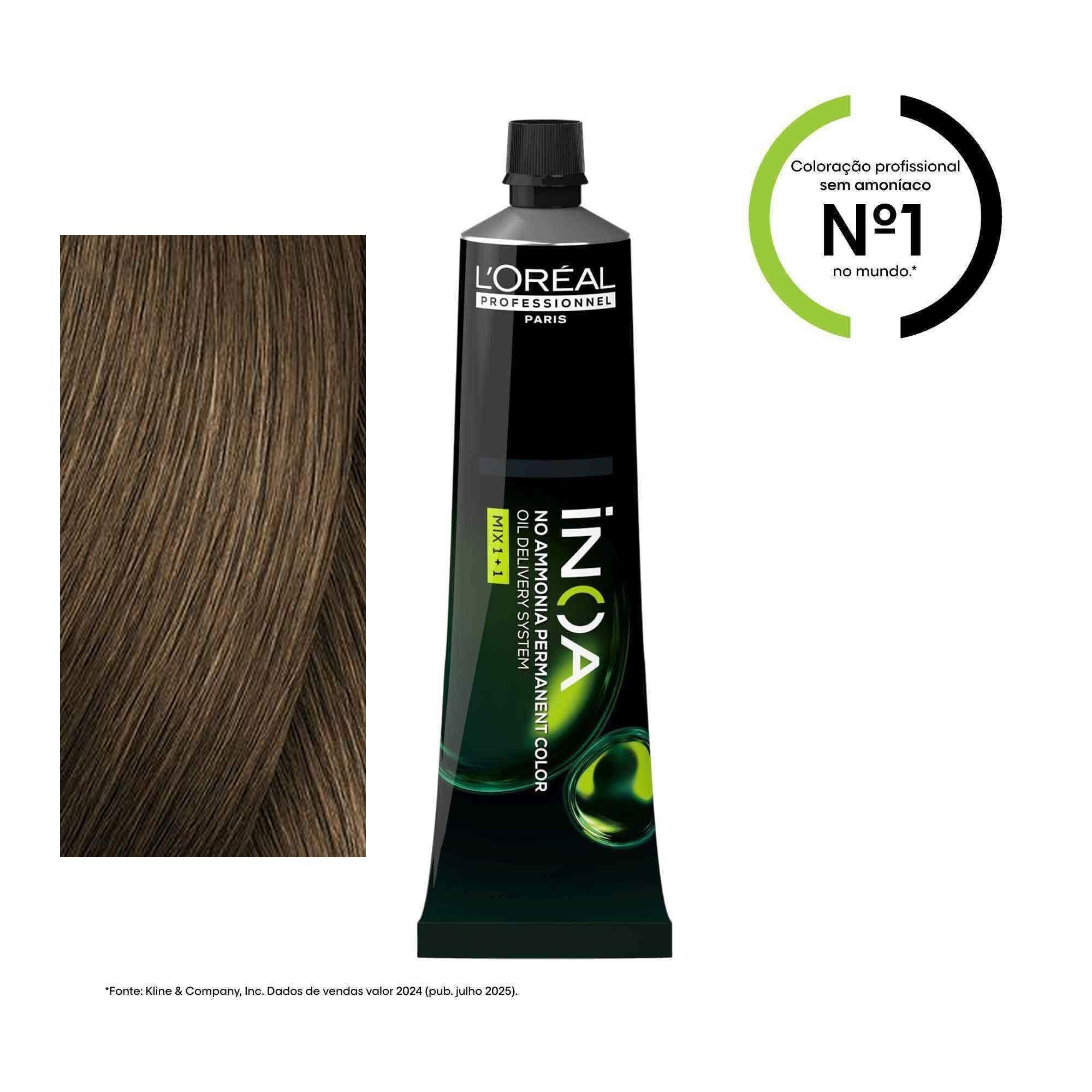 Coloração iNOA tom 7.8: amostra da cor junto à bisnaga de 60 ml