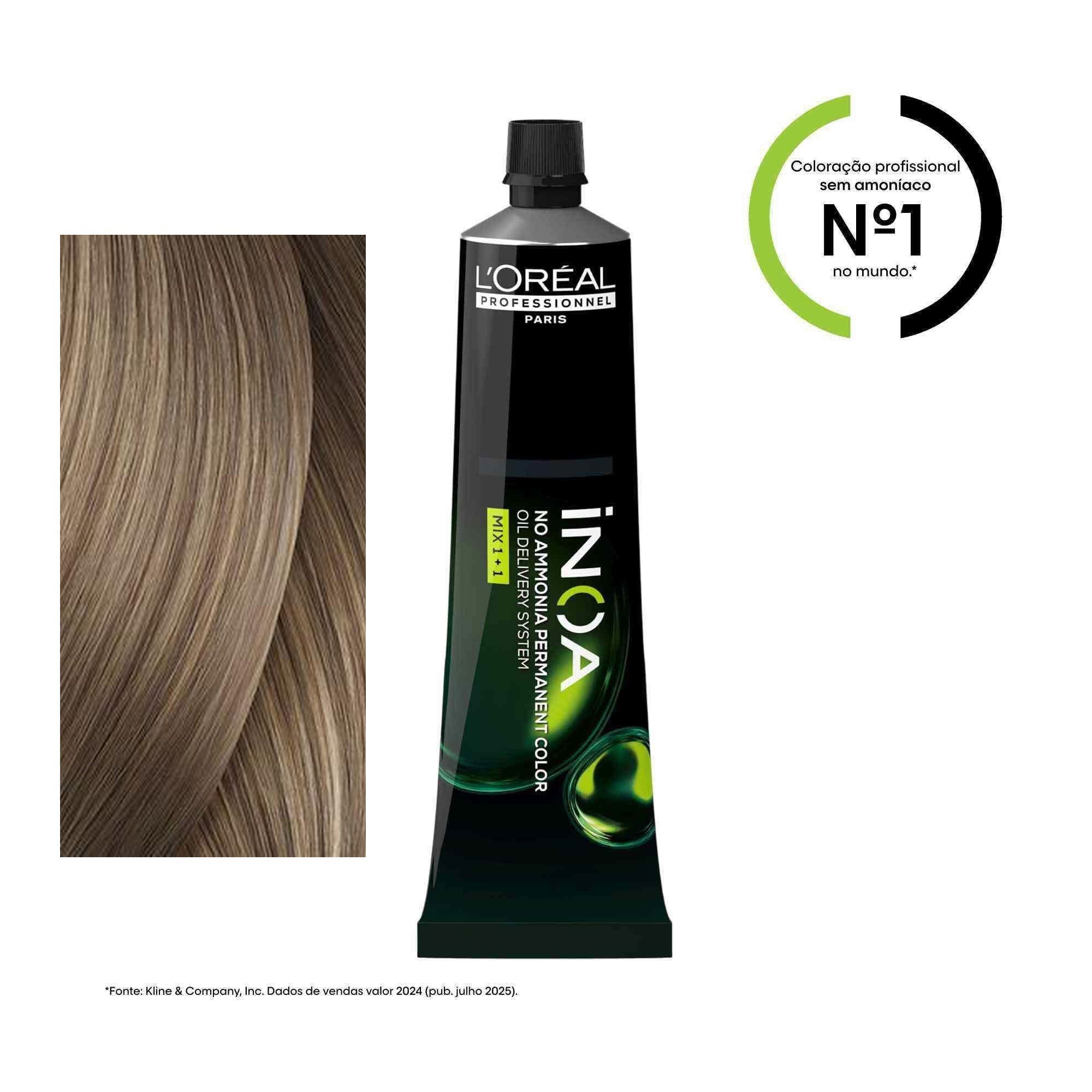 Coloração iNOA tom 9.2: amostra da cor junto à bisnaga de 60 ml
