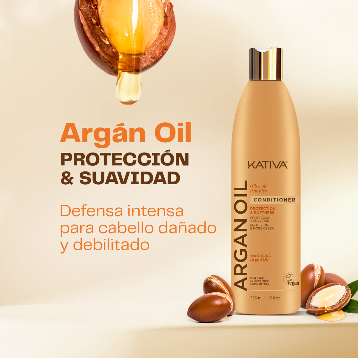 Kativa Argan Oil Condicionador Proteção e Suavidade: detalhe do produto